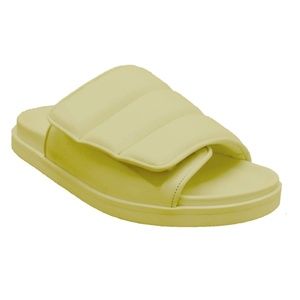 NIB $440 GIA BORGHINI Quilted Leather Slide Sandal in Butter Yellow -9.5 US!